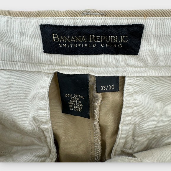 Banana Republic Chino Pants Smithfield Mens 33x30 Baggy Y2K Khaki Beige Straight - Picture 2 of 5